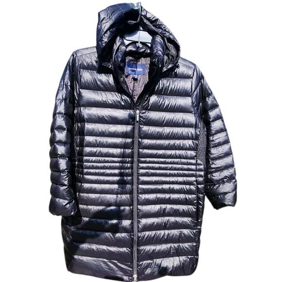 LANDS END WOMENS DOWN PUFFER COAT JACKET LONG HOODED WINTER QUILTED PARKA 2XL P - Picture 1 of 9